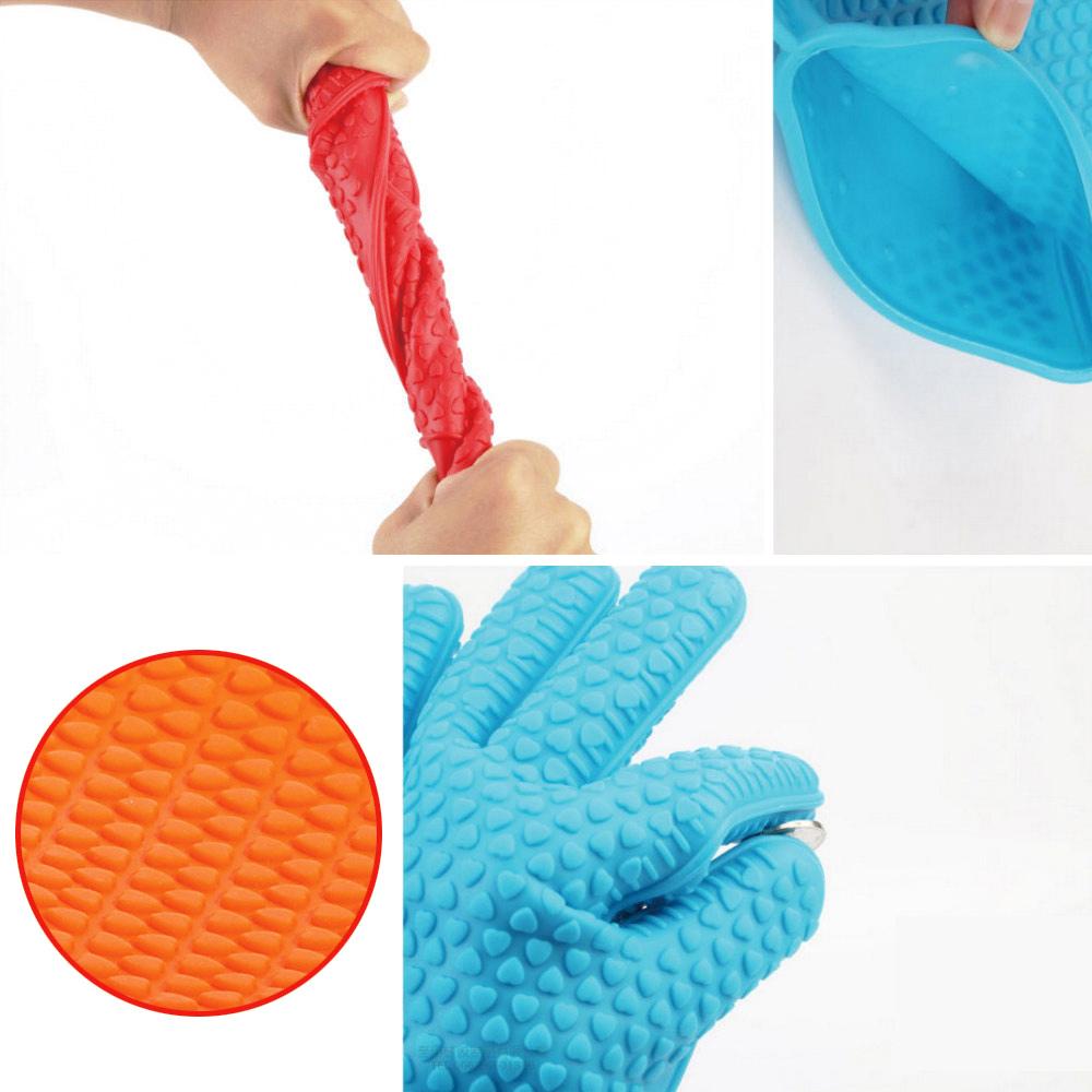 1Pc Silicone Heat Resistant Glove Multifunction Oven Mitts BBQ Gloves Kitchen Potholders Cooking Glove Thick Baking Mitt