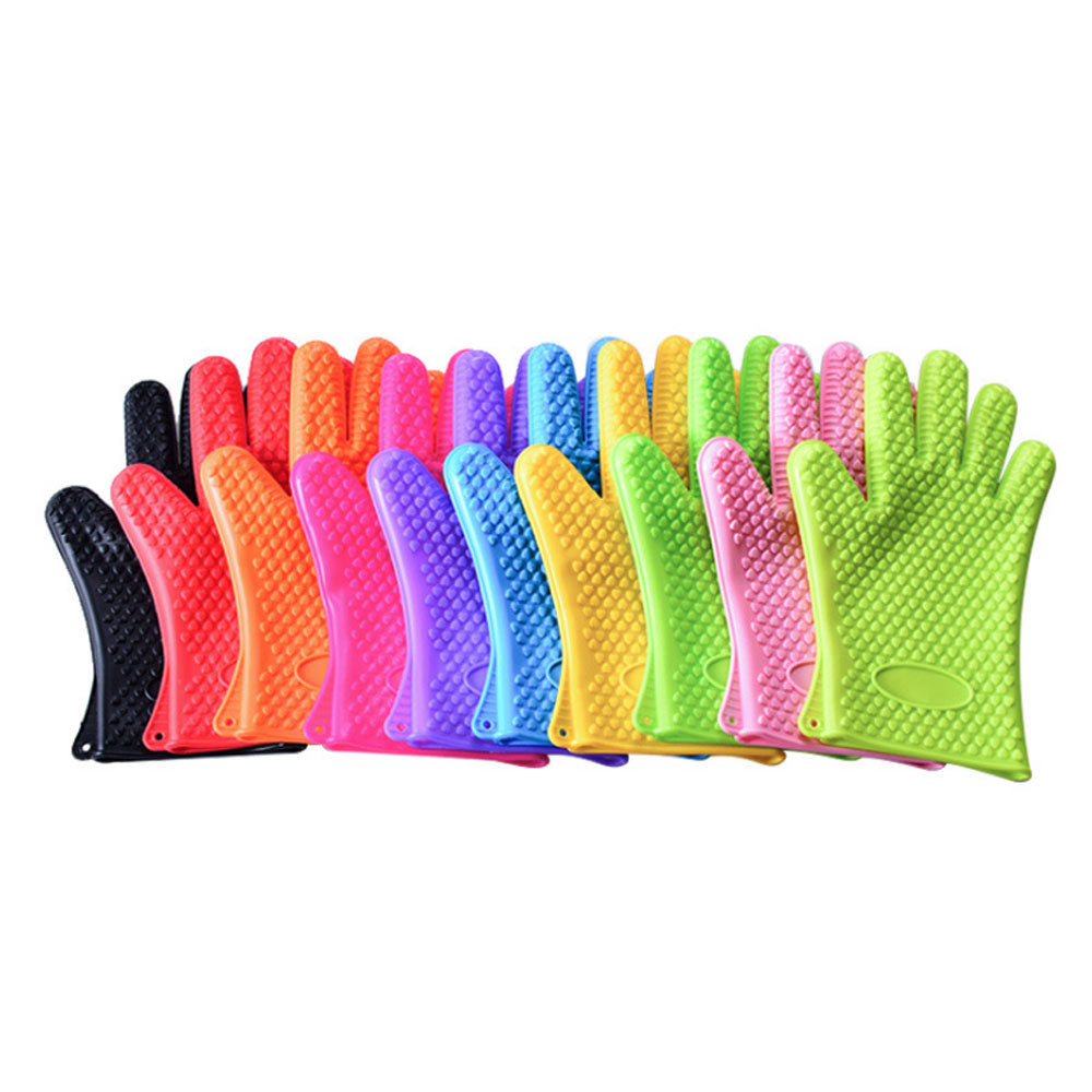 1Pc Silicone Heat Resistant Glove Multifunction Oven Mitts BBQ Gloves Kitchen Potholders Cooking Glove Thick Baking Mitt